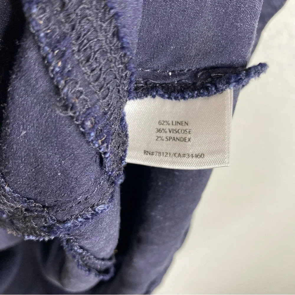 Eileen Fisher Navy Blue Linen Blend Stretch Shift Dress